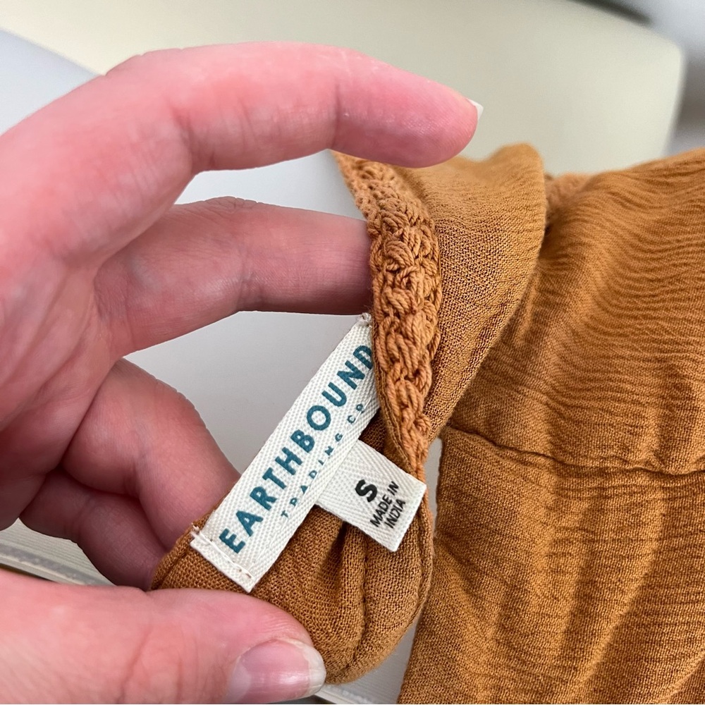 Earthbound Clothing Golden Orange Braided Tie Detail Open Back Halter Crop Top S - Picture 3 of 5